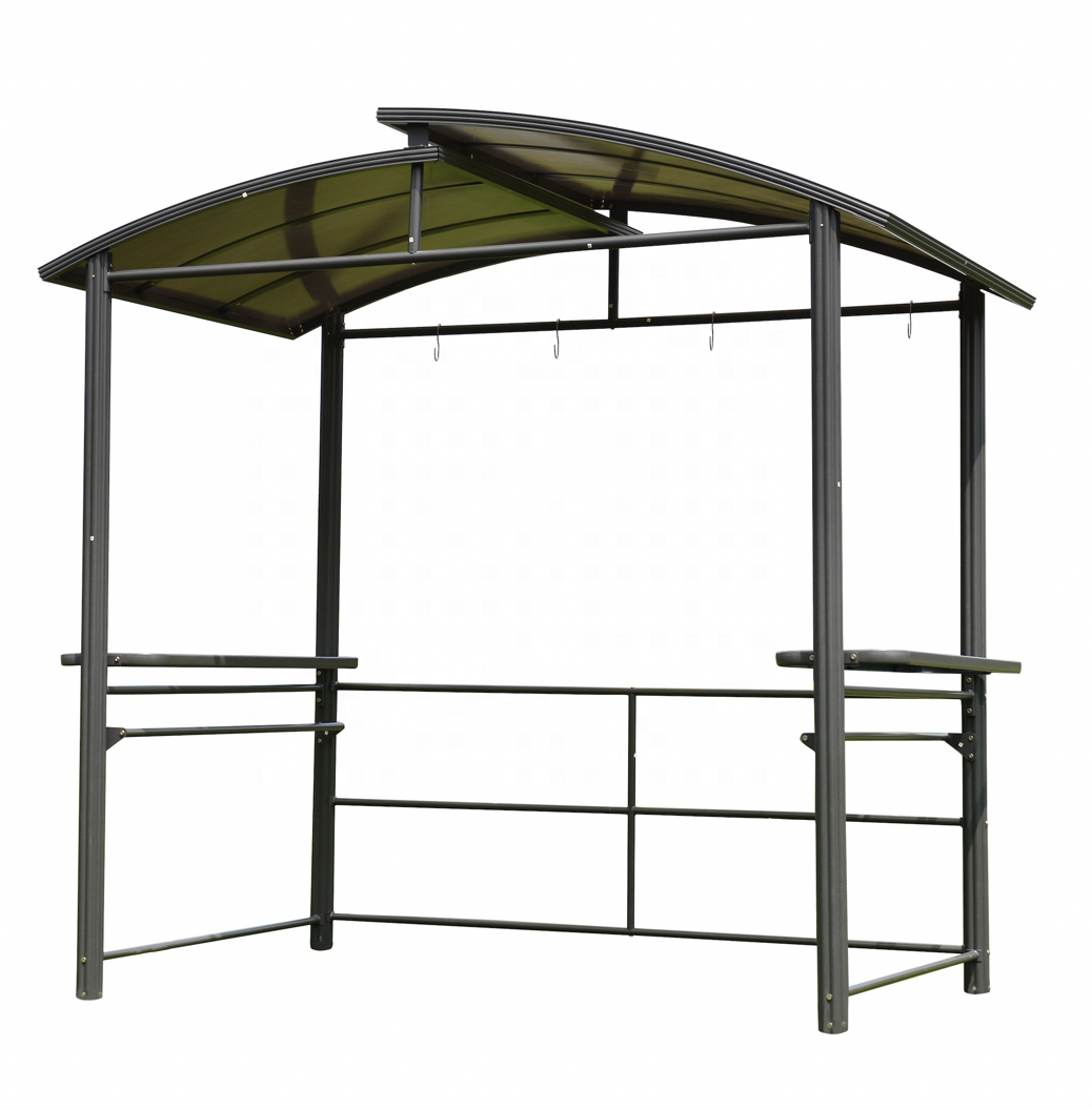 2.4x1.5m outdoor aluminum hard polycarbonate roof bbq grill gazebo 8x5ft