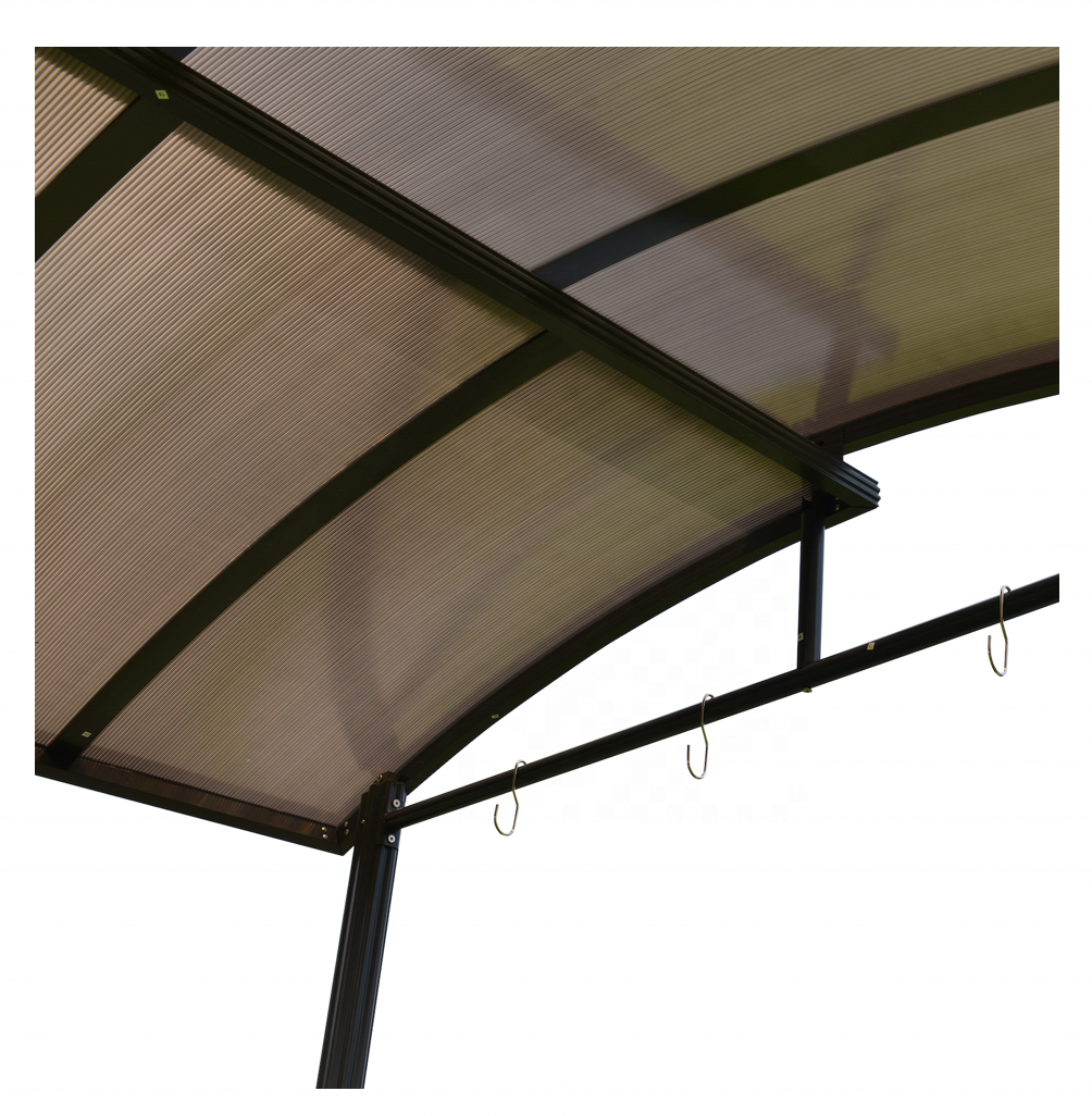 2.4x1.5m outdoor aluminum hard polycarbonate roof bbq grill gazebo 8x5ft