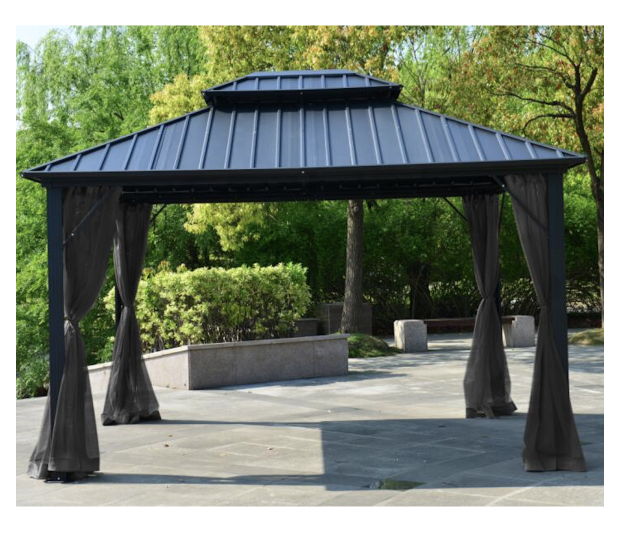 3x3.65m Aluminum  steel roof hardtop metal gazebo permanent gazebo pavilion house10x12ft