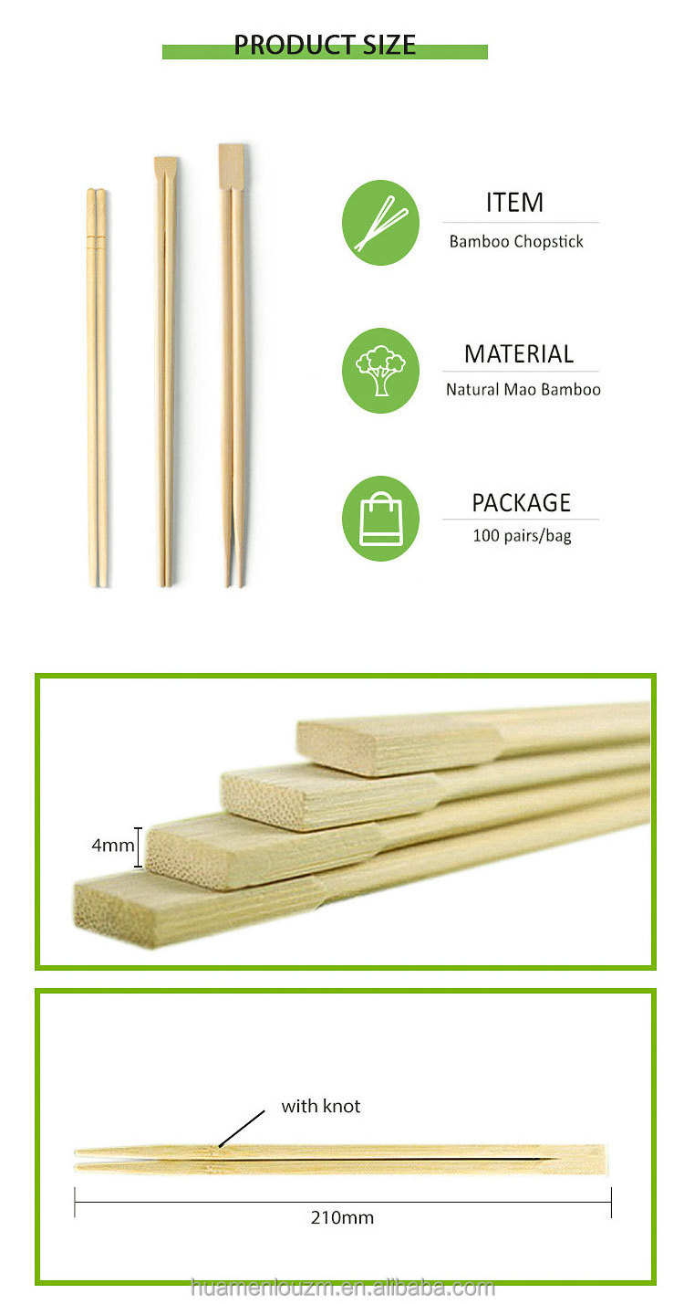 Chinese Manufacturer High Quality Individually Opp Wrapped Bamboo Chopsticks with custom logo