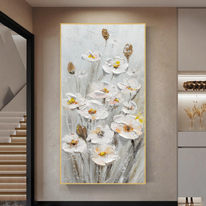 Large Daffodils Painting on Canvas Original Oil Artwork of White and Yellow Flowers Wall Decor for Living Space