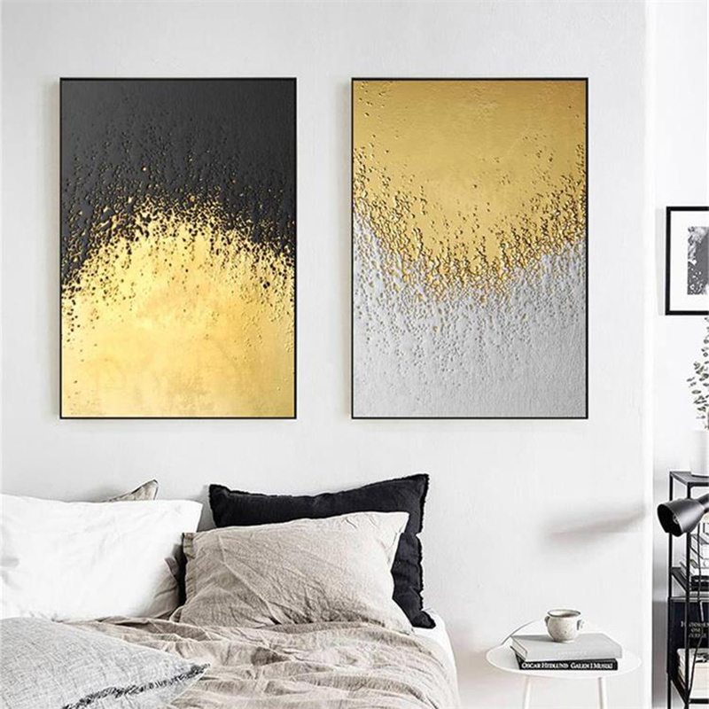 100% hand-painted Home Decor Canvas Living Room Pictures Modern Abstract Gold art handmade oil painting