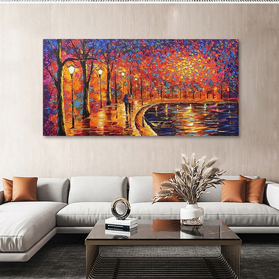 Contemporary art Landscape Impressionist Oil painting on canvas Abstract Texture tree Artwork Painting Home Decorative Wall art