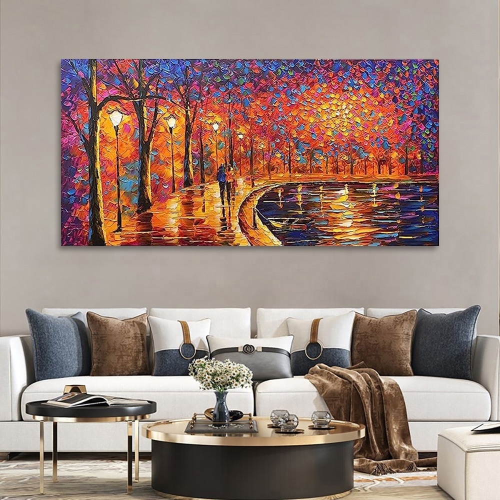 Contemporary art Landscape Impressionist Oil painting on canvas Abstract Texture tree Artwork Painting Home Decorative Wall art