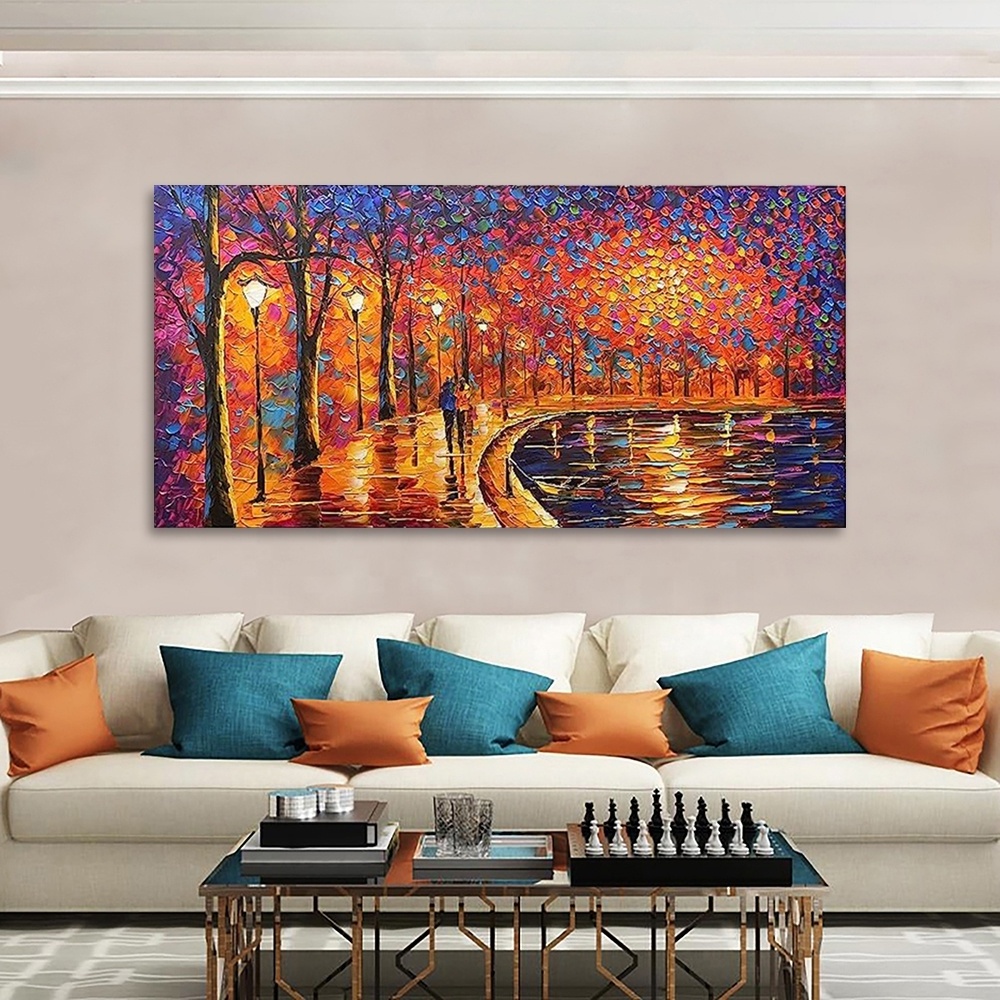 Contemporary art Landscape Impressionist Oil painting on canvas Abstract Texture tree Artwork Painting Home Decorative Wall art