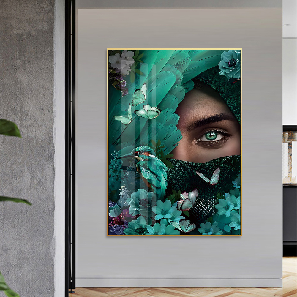 Crystal porcelain painting wall art decoration modern character portrait middle eastern girl wearing veil home decoration