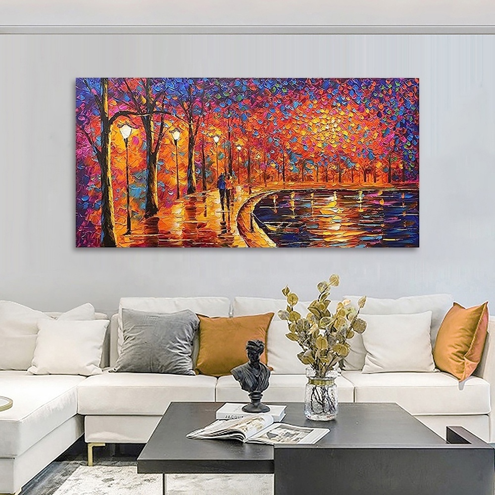 Contemporary art Landscape Impressionist Oil painting on canvas Abstract Texture tree Artwork Painting Home Decorative Wall art