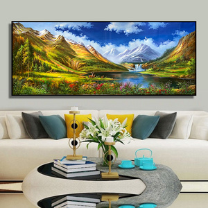 100% Home Decor Countryside Scenery Realistic Green Mountains and Green Waters Mountain custom Oil Painting canvas wall art