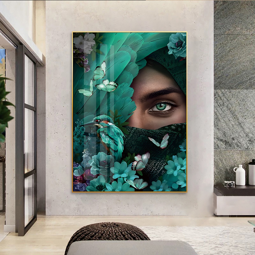 Crystal porcelain painting wall art decoration modern character portrait middle eastern girl wearing veil home decoration