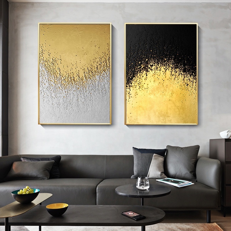 100% hand-painted Home Decor Canvas Living Room Pictures Modern Abstract Gold art handmade oil painting