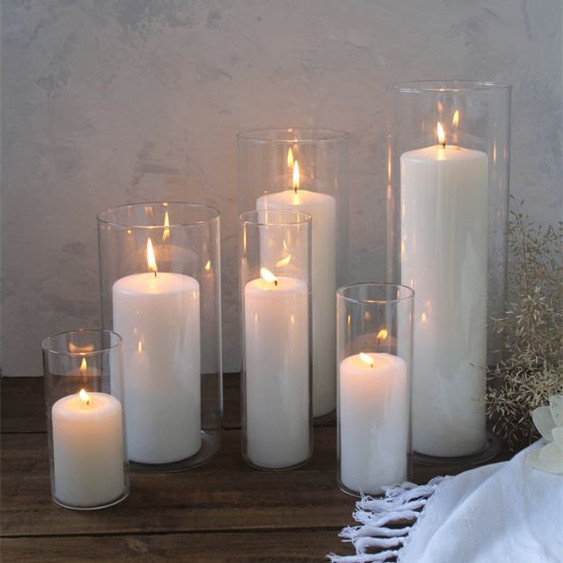 Huaming Custom Romantic Party Wedding Decorative Round Wholesale Extra Large Scented White Pillar Candles in Glass Jar Wedding