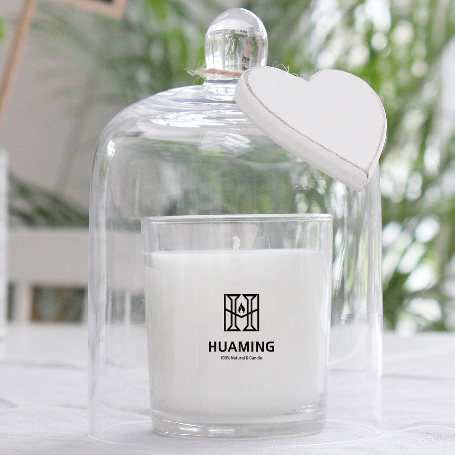 Huaming Custom Classic White Glass Jar Oud Scented Candle No Label Luxury Home Decor Essential Oil Scented Fragrance Candles