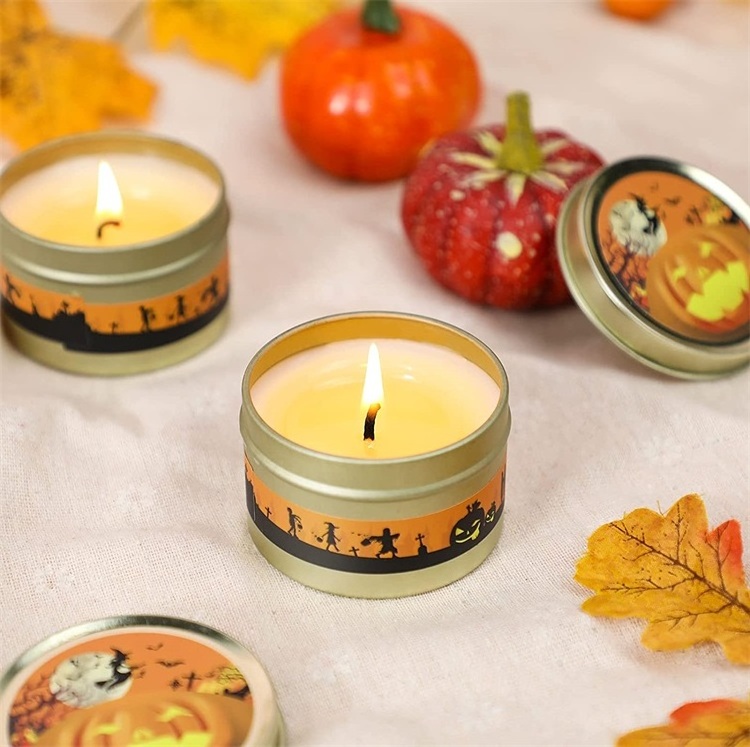 Custom Autumn Party Decor Halloween Decoration Pumpkin Scene Jar Halloween Personalised Scented Candle