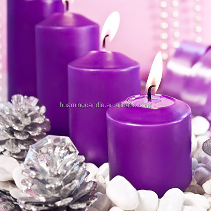 Huaming Hot Selling Party Decorated Round Household Dinner Candle High Quality Flameless Cylindrical Glass Pillar Candles