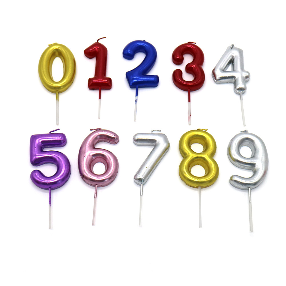 New Cute 0-9 number flameless birthday party cake candles amazing metallic gold number happy birthday candle