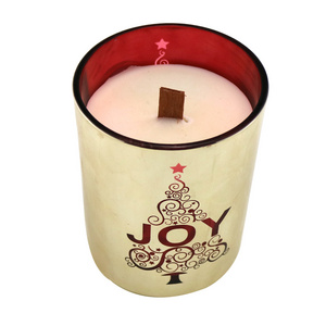 Huaming High Quality Multi-color Home Decorative Wood Wick Fragrance Candle Luxury Glass Jars Scented Candles