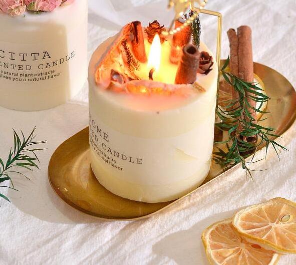 Custom Soy Scented Wax Set Gift Pillar Candle Luxury Wedding Household Romantic Atmosphere Flower Pillar Scented Candle