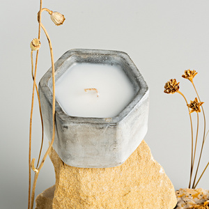 Huaming Tiny Persimmon Soy Wax Scented Fragrance Candle Unique Gentleman Cement Scented Aromatic Candle in Concrete Hexagon Jar