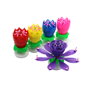 Sparkling Birthday Candles Flower Lotus Music Magic Birthday Candle -14 Candles