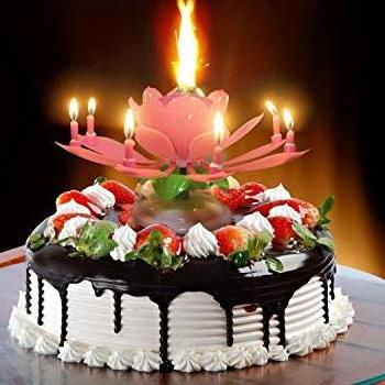 Sparkling Birthday Candles Flower Lotus Music Magic Birthday Candle -14 Candles