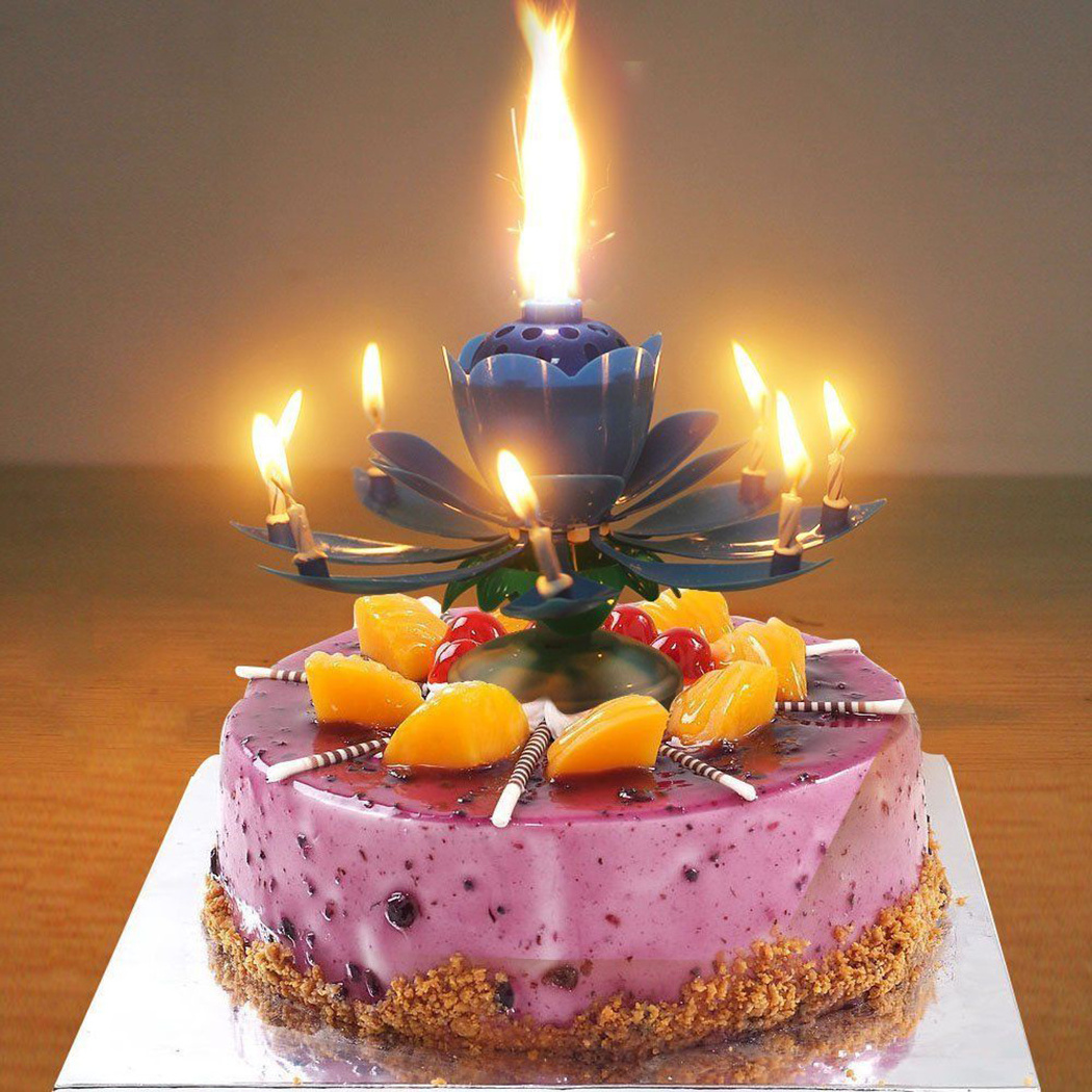 Sparkling Birthday Candles Flower Lotus Music Magic Birthday Candle -14 Candles