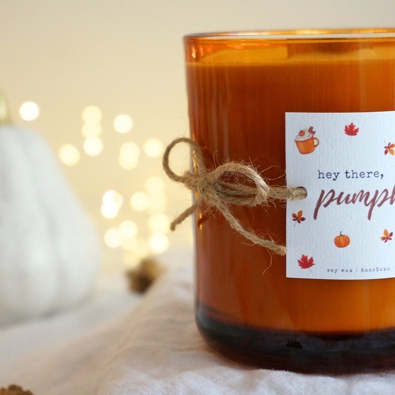 Huaming Retail Autumn Soy Wax Wave Wood Wick Halloween Candles Customized Luxury 14oz Fall Pumpkin spice Vanilla Scented Candle