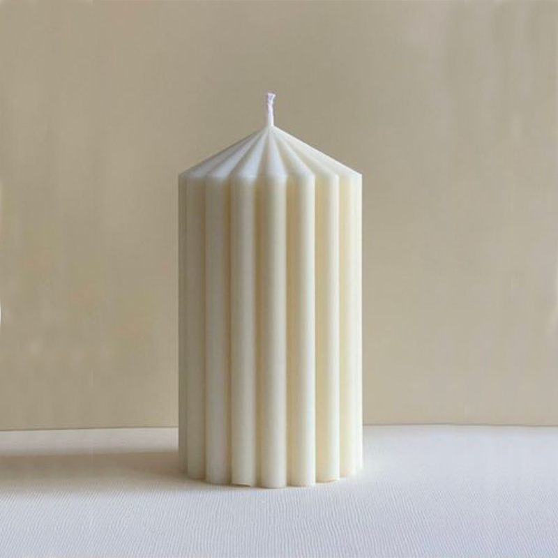 Huaming Custom Large Romantic Birthday Wedding Floor Unscented Ivory Columnar Pillar Candle Bulk Ribbed Thick Pillar Candles