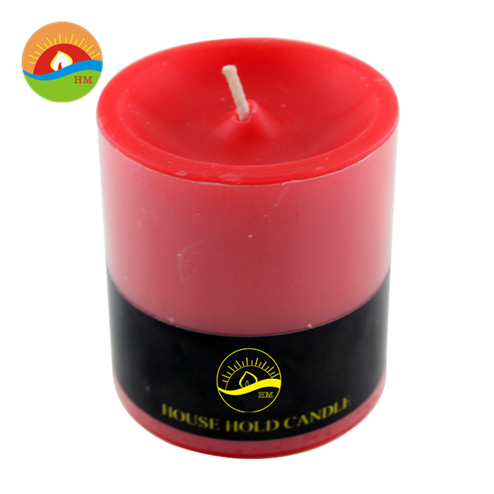 Romantic candlelight christmas smooth multi color wax candles pillar candles