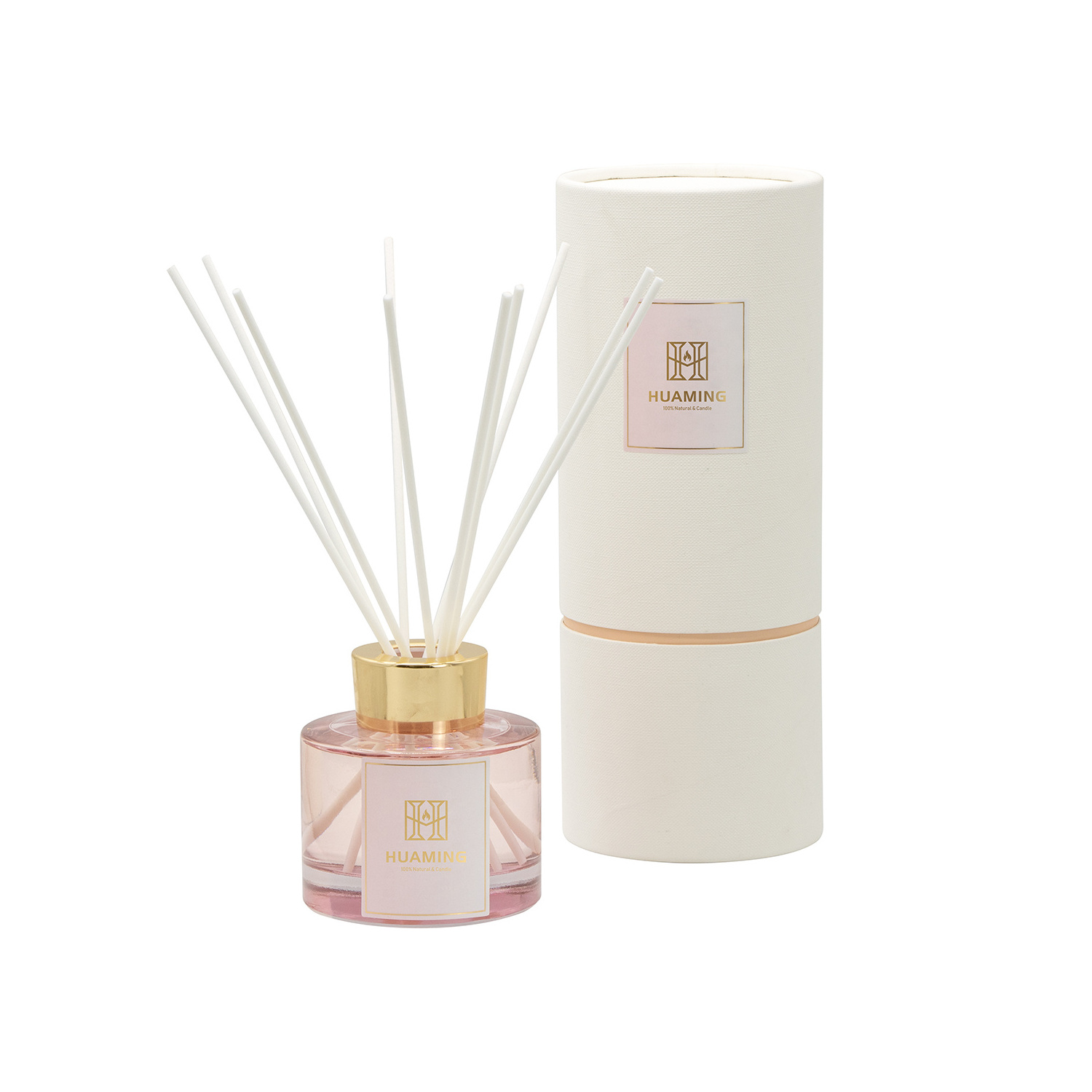 Huaming Home Fragrance Private Label 50ml Glass Reed Diffuser Bottle Luxury Essential Oil Aroma Reed Diffuser With Rattan Sticks