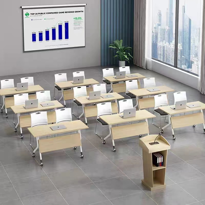 Eco-friendly Folding Desk School Folding Desk With Shelf Meeting Used Office Desk Foldable Training Table