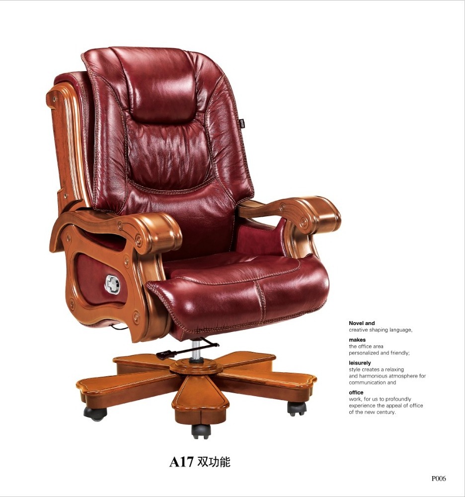 Luxury CEO solid wood leather executive office chair