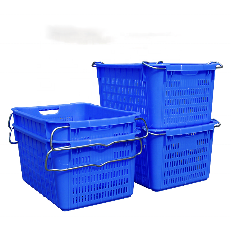 Large 625*420*300MM HDPE Mesh Basket Stackable Metal Vegetable Harvesting Crates for Plastic Fruit Storage