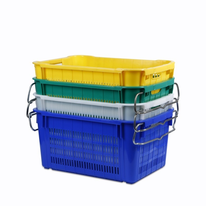 Large 625*420*300MM HDPE Mesh Basket Stackable Metal Vegetable Harvesting Crates for Plastic Fruit Storage