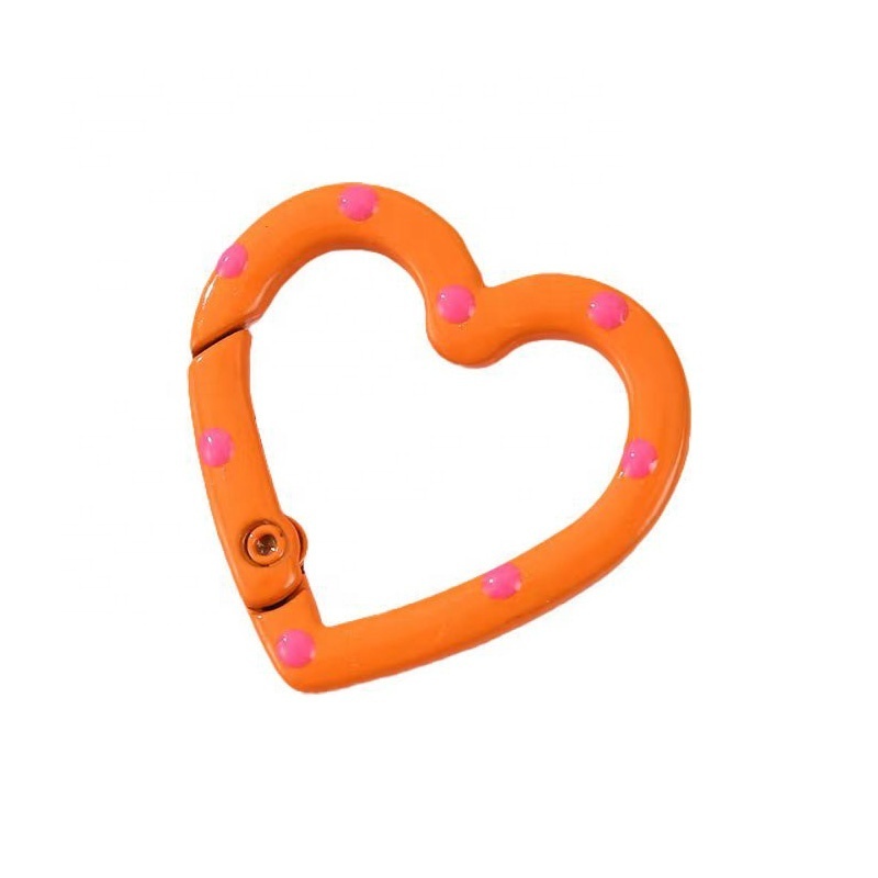 HB Colorful Plated Round Locking Carabiner Snap Clips Carabiner Round O Rings Heart Shaped Design Keychain Key Ring