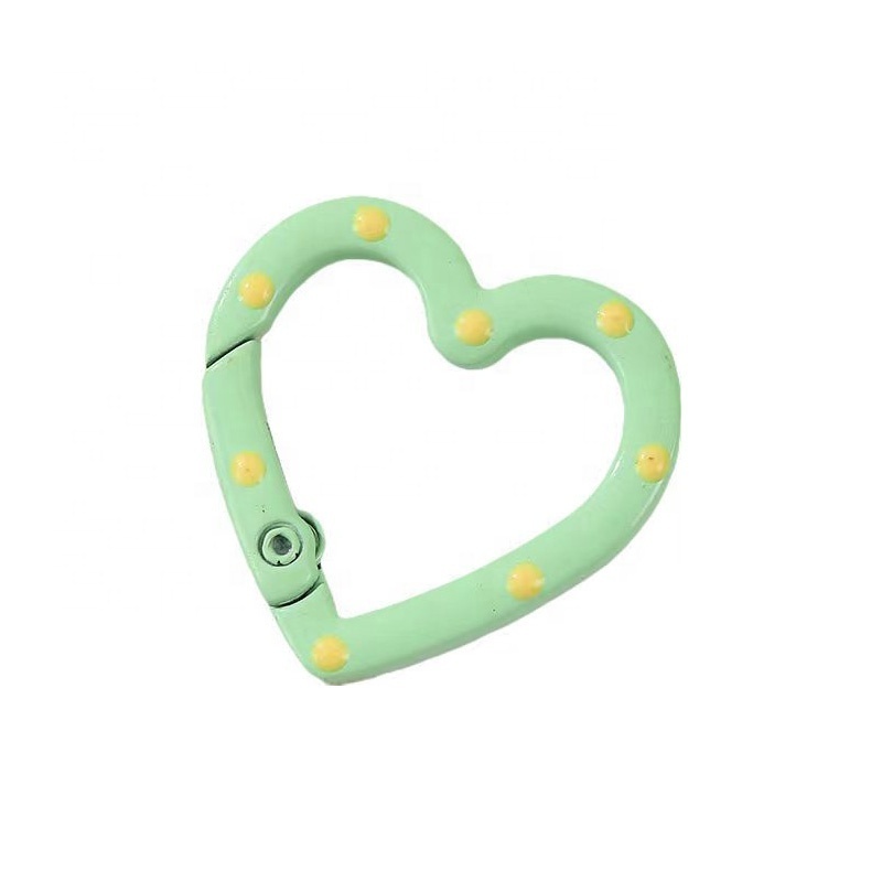 HB Colorful Plated Round Locking Carabiner Snap Clips Carabiner Round O Rings Heart Shaped Design Keychain Key Ring