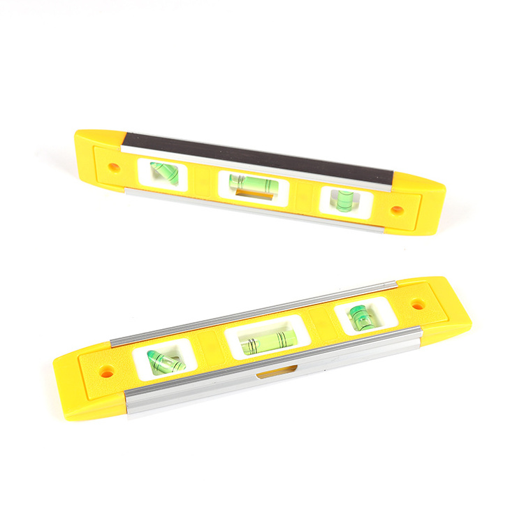 High Accuracy Aluminum Frame 9inches Magnetic Meter Tools Torpedo Spirit Level with 3 Bubbles Magnetic Level