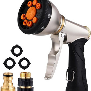 Huanchen Heavy Duty Brass Hose Quick Connector Garden Hose Nozzle Metal Spray Nozzle with 9 Adjustable Spray