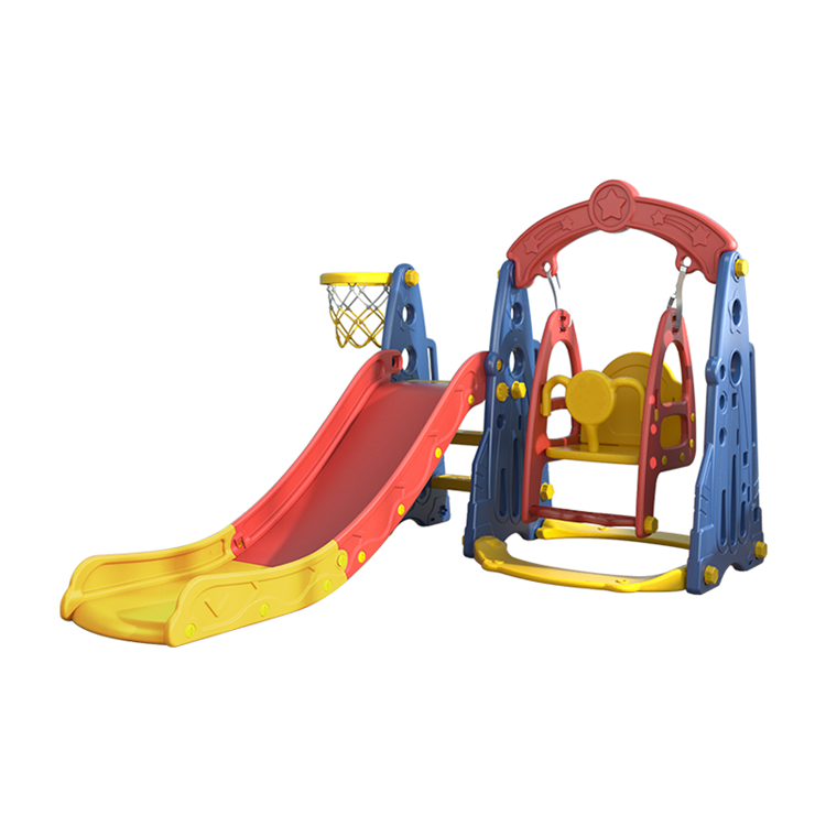 Safety Kids Indoor Color Basketball Combined Playground Baby Toddler Slide and Swing Set