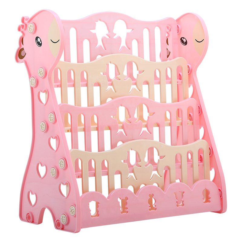 Kindergarten Baby Giraffe Storage Bookcase Bookshelf Furniture Sets Kids Plastic Book Shelf