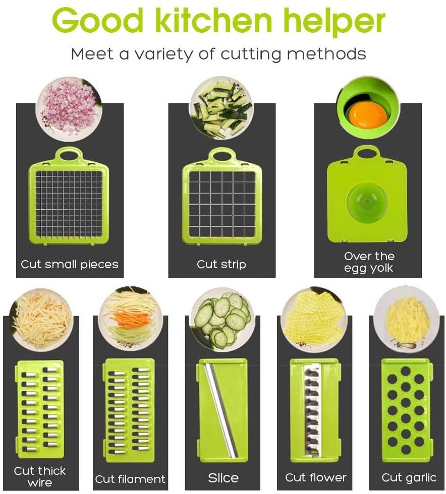 Veggie Cutter Shredder with Container Salad Cutter Grater Egg Separator Vegetable Chopper Slicer Dicer