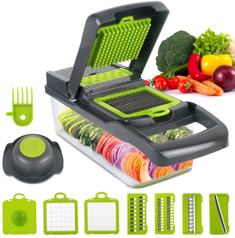 Veggie Cutter Shredder with Container Salad Cutter Grater Egg Separator Vegetable Chopper Slicer Dicer