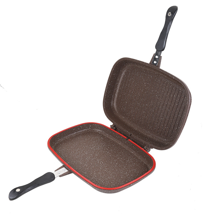 High Quality Cookware Nonstick Square Aluminum Cast Iron Frying Pans Non Stick Double Side Grill Fry Pan