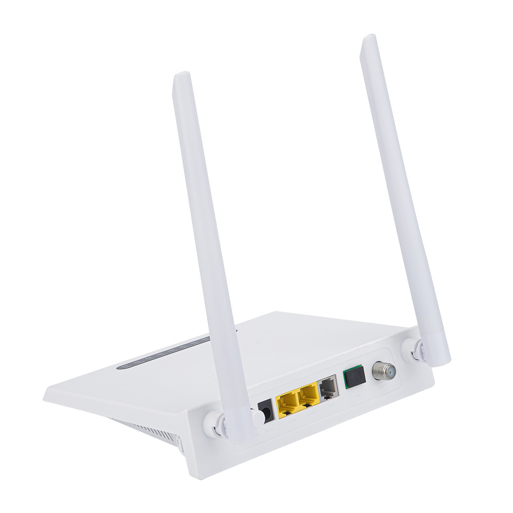 HUANET NEW STYLE FTTH Optical Fiber GPON ONT 1GE 1FE WIFI CATV POTS  Realtek chipset 2 antennas XPON