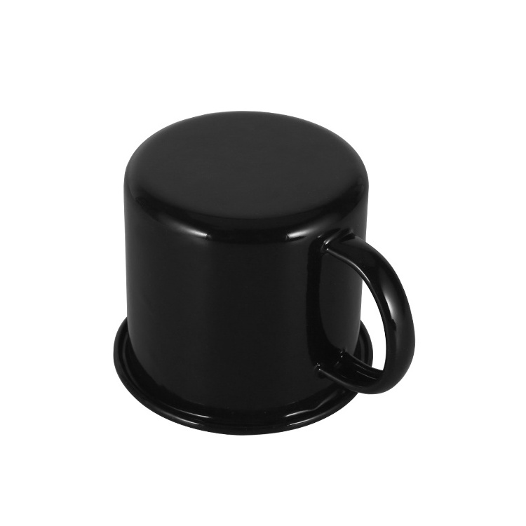 2024 Campfire and stovetop safe whole black 12 ounce enamel coffee tea camping cup mugs