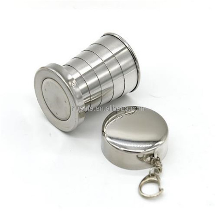 High quality portable & foldable stainless steel collapsible Metal Shot Glass beer cup /small travel mug 75ml 150ml 240ml