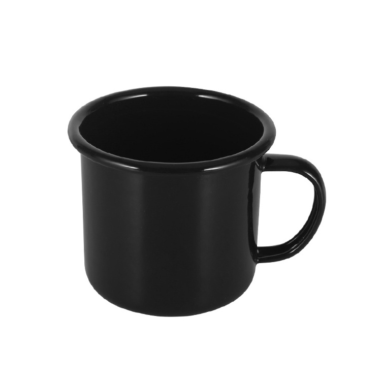 2024 Campfire and stovetop safe whole black 12 ounce enamel coffee tea camping cup mugs