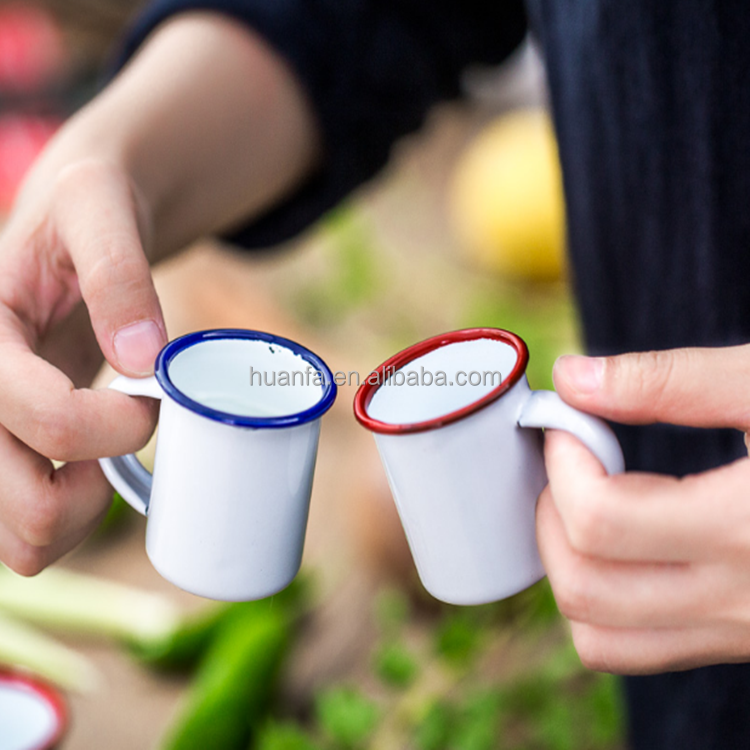 Dishwasher & campfire safe 5CM 85ML Children tin enamel cup enamel Espresso mugs