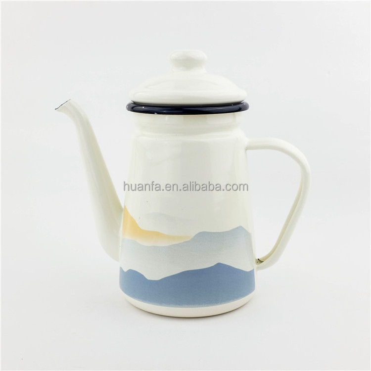 hot sell products of 2024 outdoor sport 1.1L 600ml Camping Enamel Percolator Coffee pot