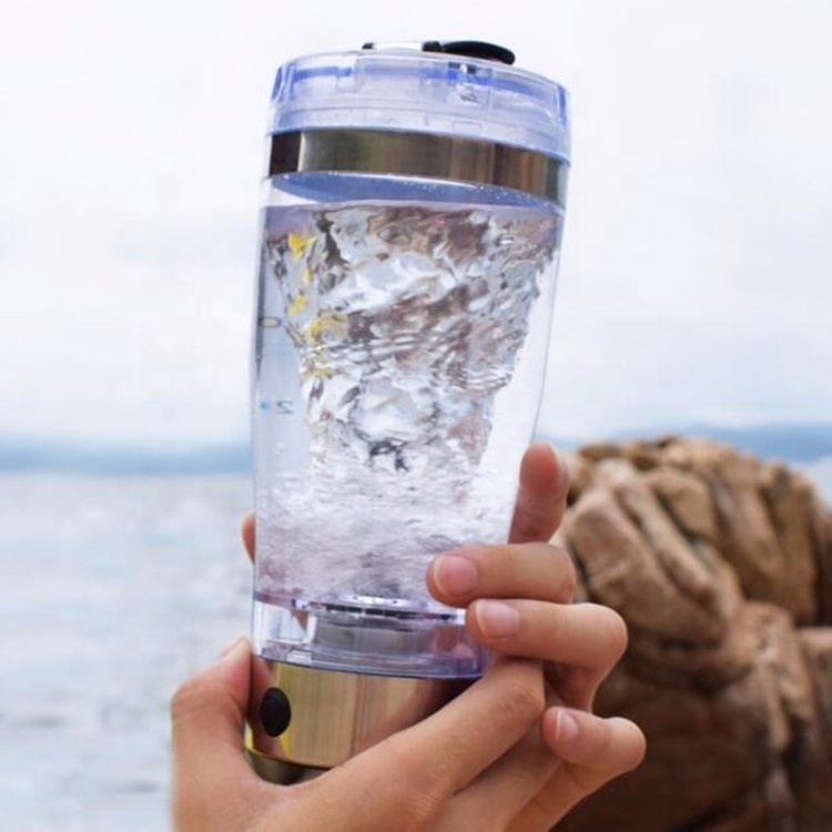 Powerful portable vortex mixer shaker 600ml creative auto stainless steel rim electric protein shaker bottles