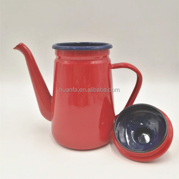 Japan Design Tableware Red And White Color Enamel Coffee Kettle/Oil Kettle/Coffee Pot